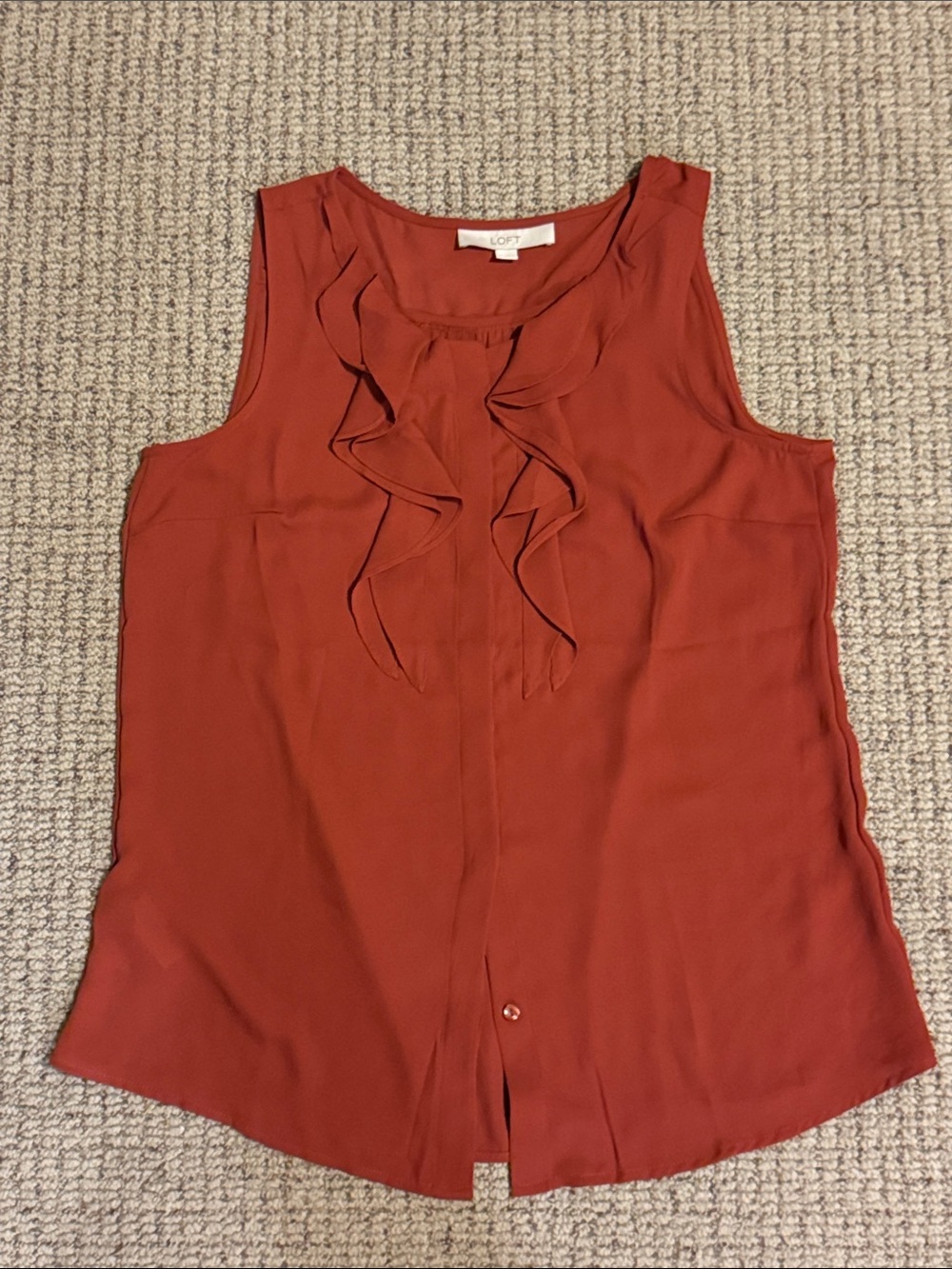 LOFT Rust Ruffle Front Sleeveless Camisole